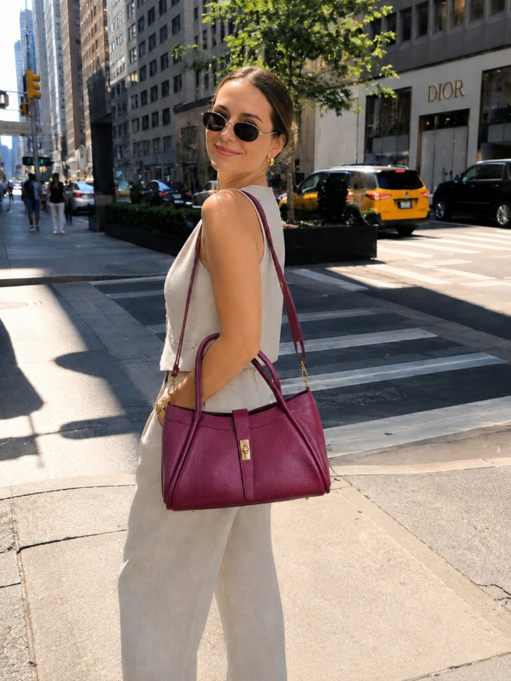 Burgundy Italian Leather Tote Bag for Women, Elegant Medium Handbag